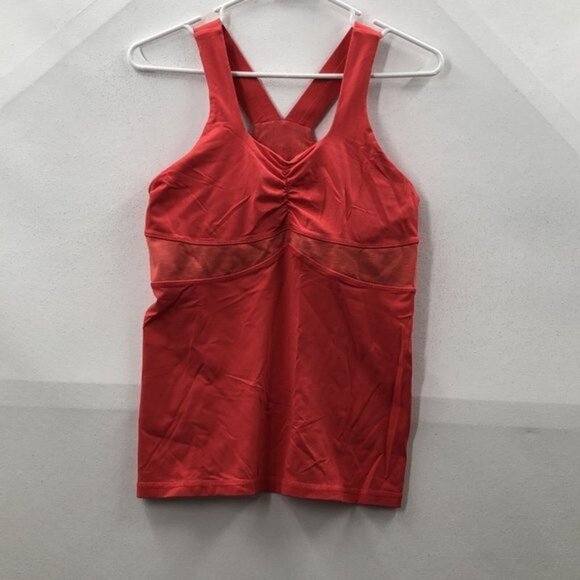 Lululemon Womens Red Racerback Scoop Neck Built In Bra Yoga Tank Top Size 2 - Picture 1 of 6